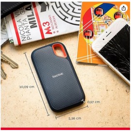 SanDisk 2 To Extreme Disque SSD portable, USB-C USB 3.2 Gén. 2, Disque SSD NVMe externe, jusqu'à 1050 Mo/s Résistance à la poussière et à l'eau classée IP65