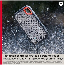 SanDisk 2 To Extreme Disque SSD portable, USB-C USB 3.2 Gén. 2, Disque SSD NVMe externe, jusqu'à 1050 Mo/s Résistance à la poussière et à l'eau classée IP65